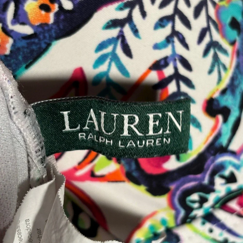 Lauren Ralph‎ Lauren One Piece Swimsuit Womens 12 Multicolor Paisley Halter